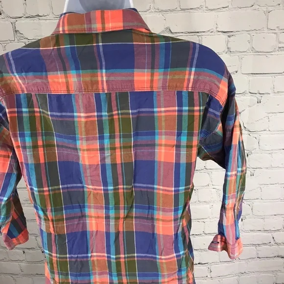 Aerie Plaid 3/4 Dolman Sleeve Button Down Shirt - Picture 5 of 7